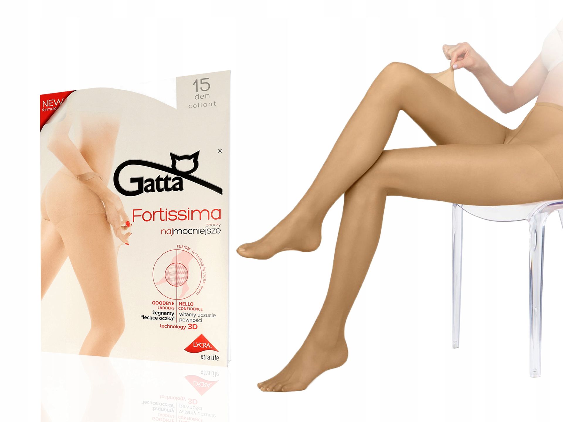 Gatta rajstopy Fortissima 15 den lycra golden 5-XL