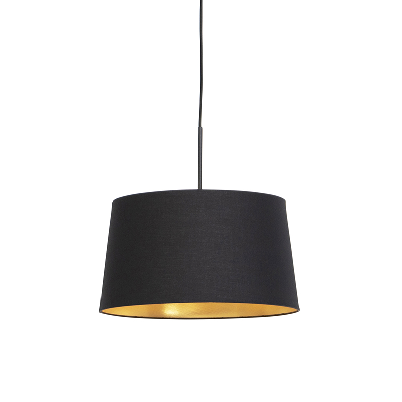 QAZQA Lampa wisząca klosz bawełniany czarno-złoty 40cm - Combi