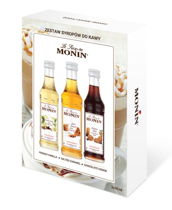 Monin Zestaw kawowy 3x50ml - karmel, czekolada, wanilia