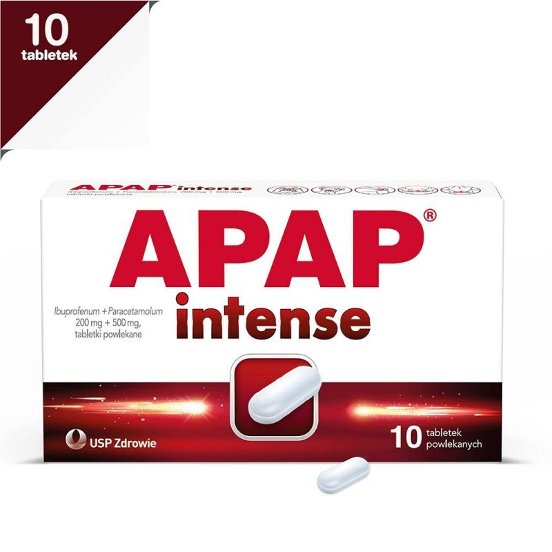 USP ZDROWIE SP. Z O.O Apap Intense 0,2g+0,5g 10 Tabletek Powlekanych