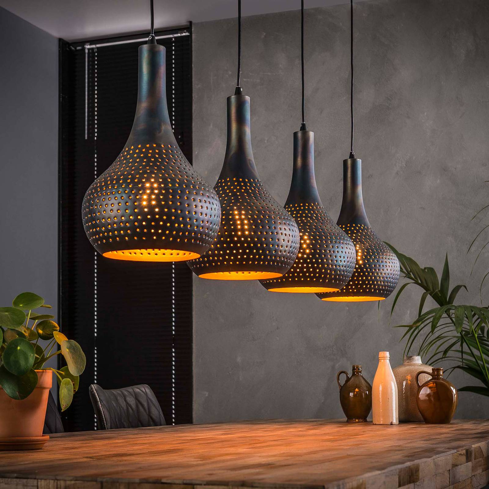 ZIJLSTRA Lampa wisząca Bombur, możliwość ściemniania, czarny, salon / jadalnia, metal
