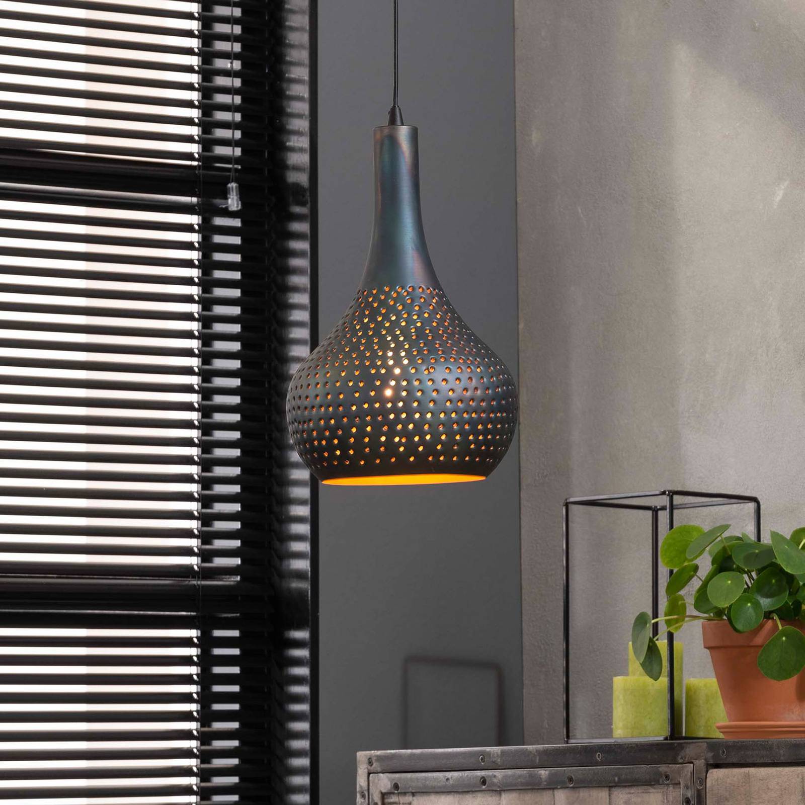 ZIJLSTRA Lampa wisząca Bombur, możliwość ściemniania, czarny, salon / jadalnia, metal