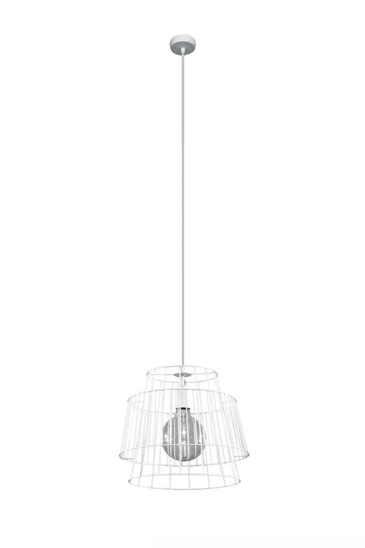 Biała industrialna lampa wisząca druciana - EX582 A9-K61