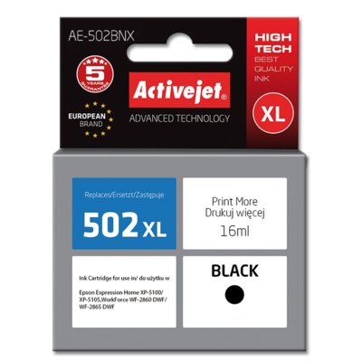 ActiveJet Tusz AE-502BNX (zamiennik Epson 502XL W14010; Supreme; 16 ml; czarny) (EXPACJAEP0295)