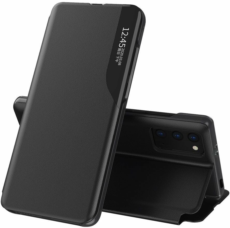 Eco Hurtel Leather View Case elegancki futerał etui z klapką i funkcją podstawki Xiaomi Poco M3 czarny - Czarny