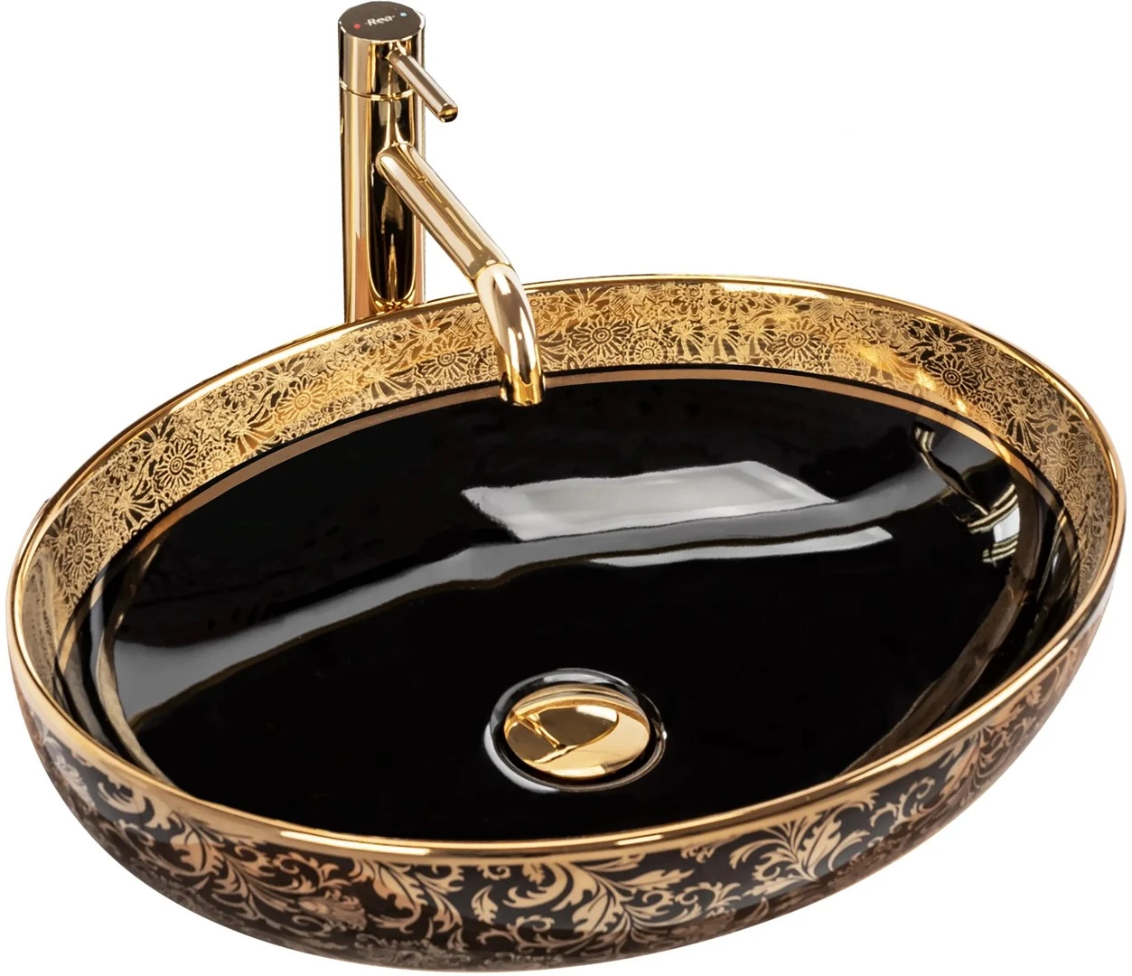 Rea U8978 Margot Black Gold Umywalka nablatowa