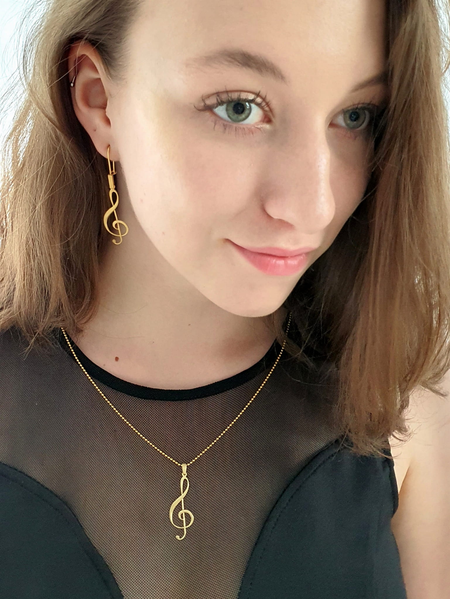 Kolczyki srebrne - Klucze wiolinowe pozłacane