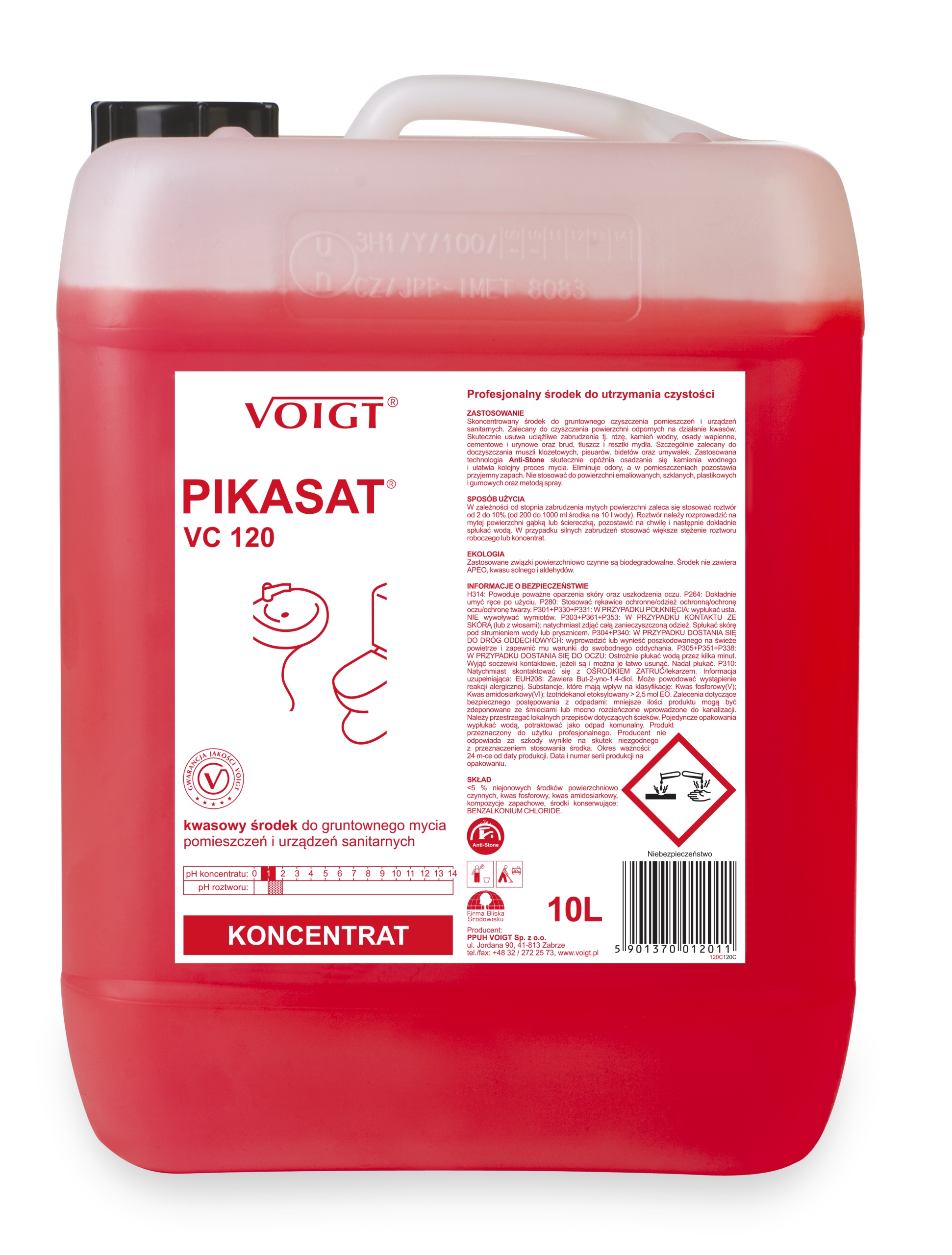 Voigt Pikasat VC 120 Kwasowy środek do gruntownego mycia pomieszczeń i urządzeń sanitarnych 10l