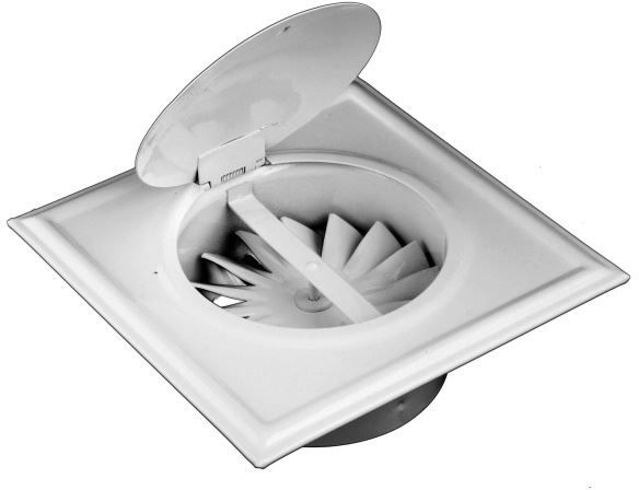 Kratka wentylacyjna 14x14cm z wiatrakiem + osłona