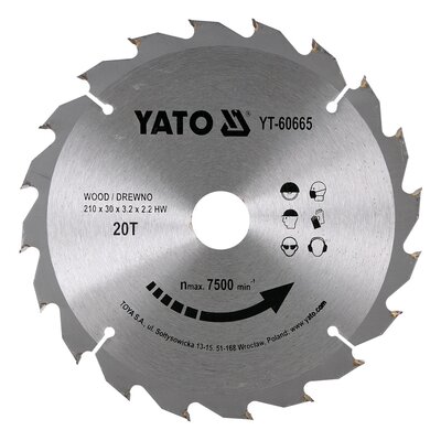 Yato PIŁA TARCZOWA Z WĘGLIKIEM WOLFRAMU DO DREWNA 210 30MM YT-60665