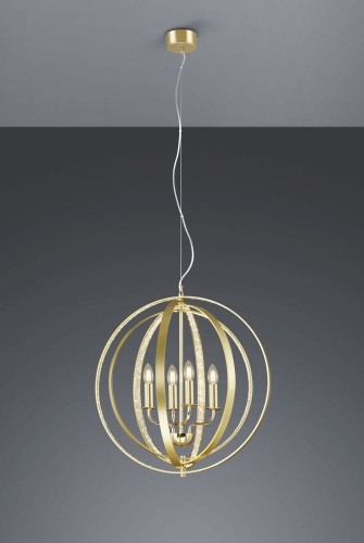 Trio LAMPA wisząca CANDELA 102000403 metalowa OPRAWA świecznikowa ZWIS pierścienie rings kula ball mosiądz 102000403