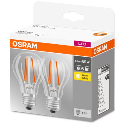 Osram Żarówka LED 4052899972162 E27 6 W = 60 W 806 lm 2700 K ciepła biel 230 V 15000 h 2 szt