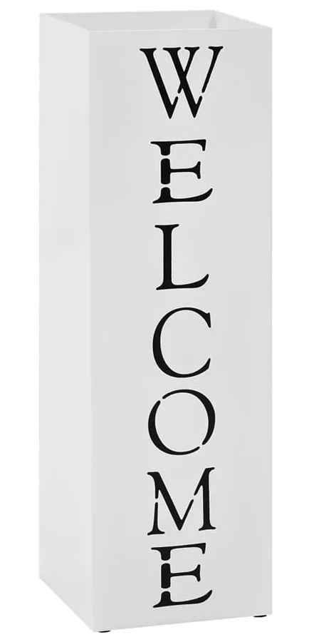 Biały designerski stojak na parasole z napisem W1-D86