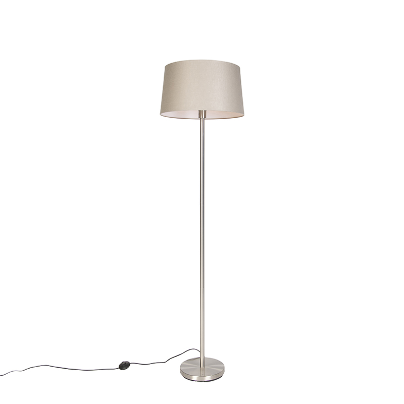 QAZQA Lampa podłogowa stal klosz szarobrązowy 45cm - Simplo