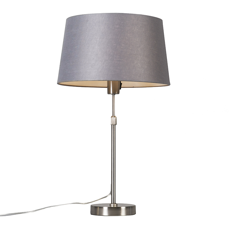 QAZQA Lampa stołowa regulowana stal klosz szary 35cm - Parte