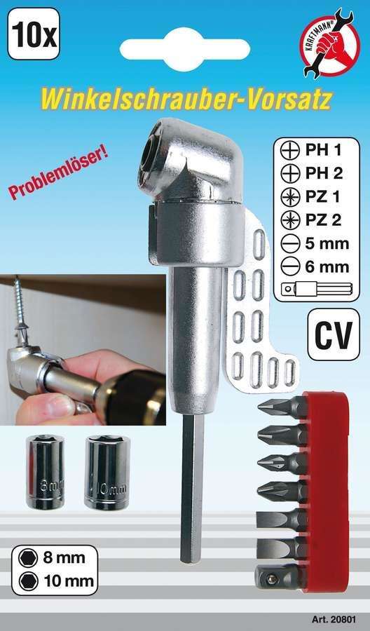 Kraftmann przesunięcie śrubokręt przystawkę do wiertarek, 10-częściowy, 20801 20801