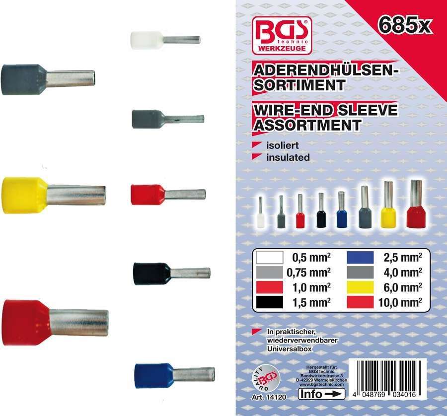 BGS 14120 asortyment tulejek, izolowana, 685-częściowy