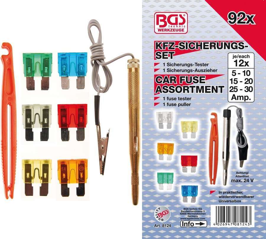 BGS do opon samochodowych do tworzenia kopii zapasowych asortyment, 92-częściowy, BGS-8124 BGS-8124