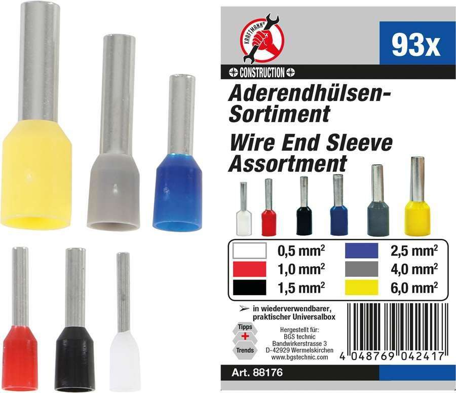 Kraftmann 88176 asortyment tulejek kablowych | izolowane | 93-TLG