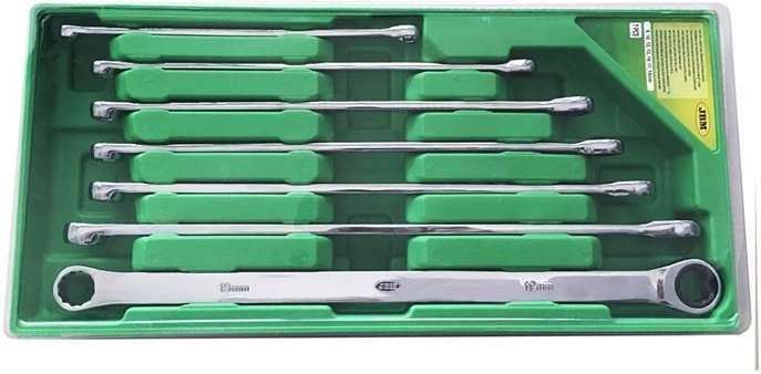 JBM Klucze oczkowe długie 8-19 mm z grzech, 7 szt. D.53019