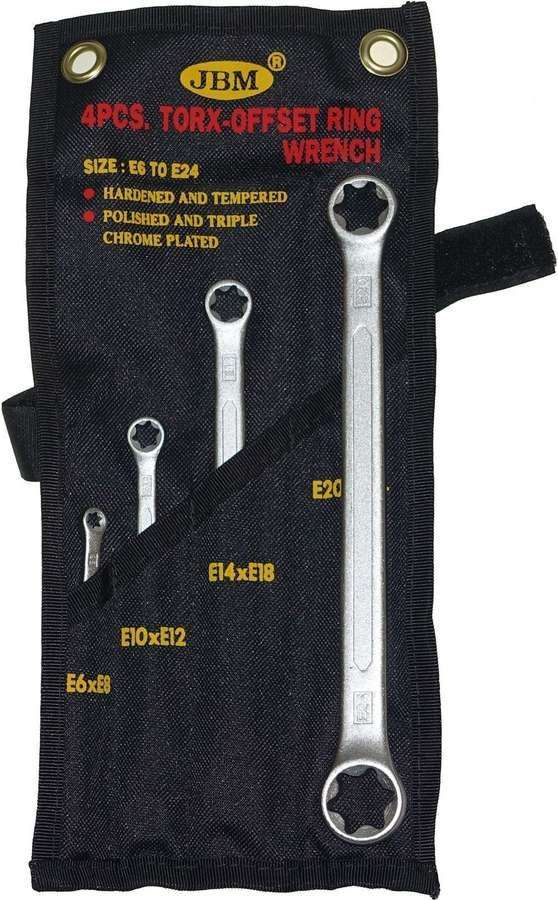 JBM Klucze oczkowe Torx E6-E24, 4 szt. D.51747