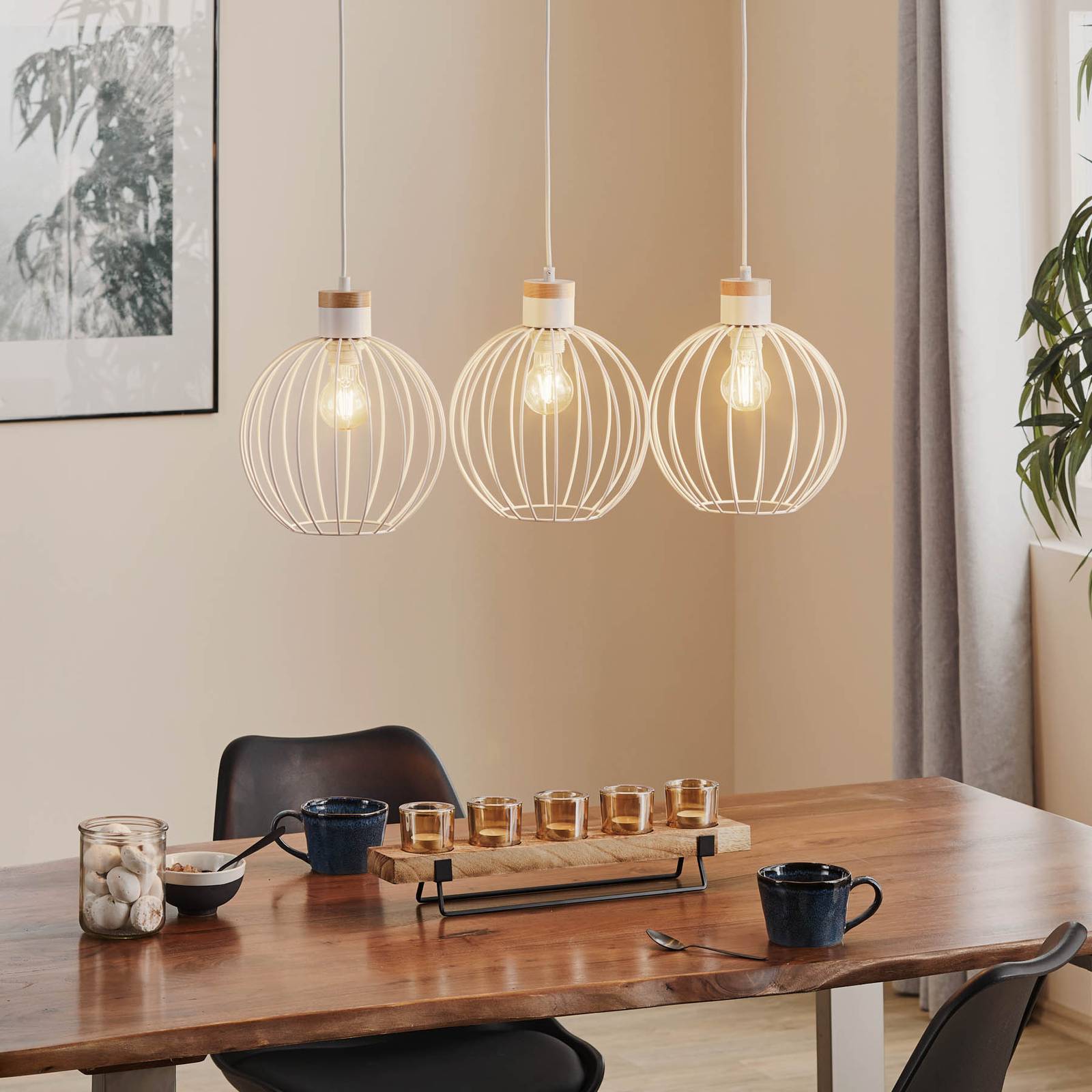 EMIBIG LIGHTING Lampa wisząca Barbado, 3-punktowa, biała