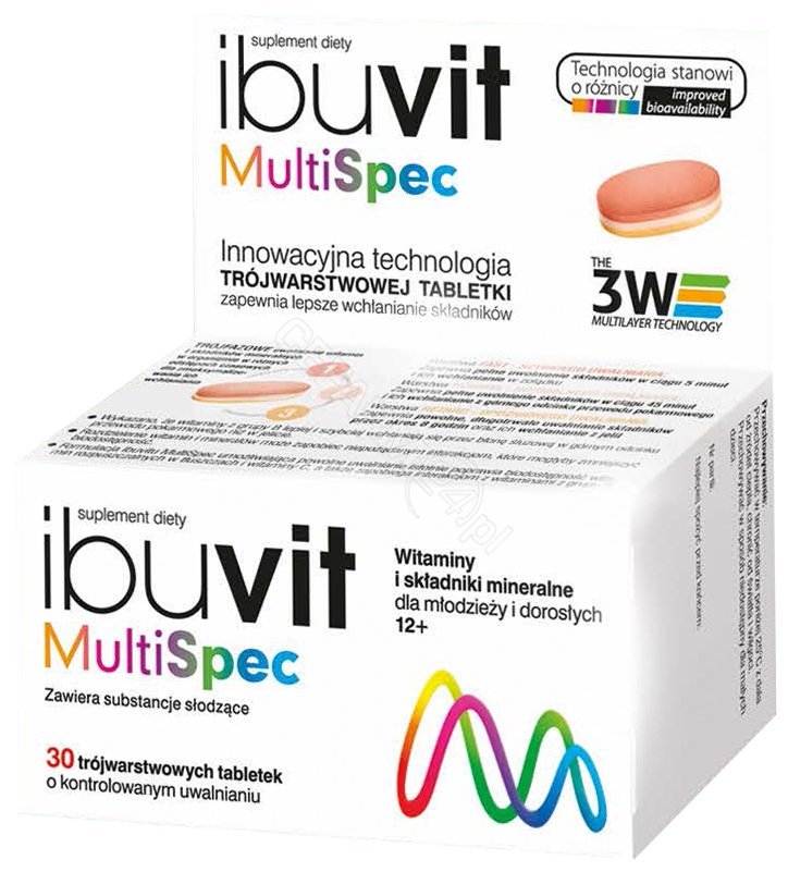 POLPHARMA Ibuvit MultiSpec x 30 trójwarstwowych tabletek o kontrolowanym uwalnianiu