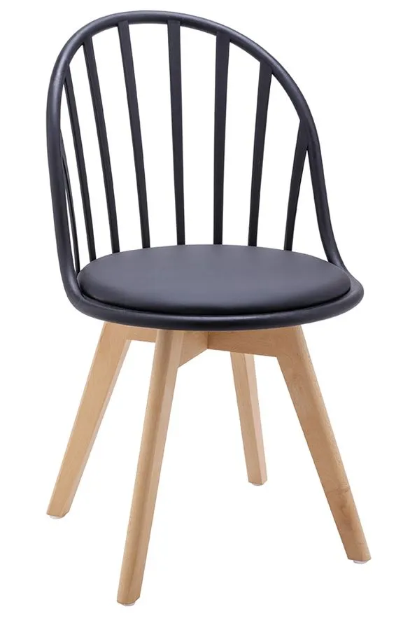 Czarne krzesło kuchenne patyczak w stylu retro modern B6-M05