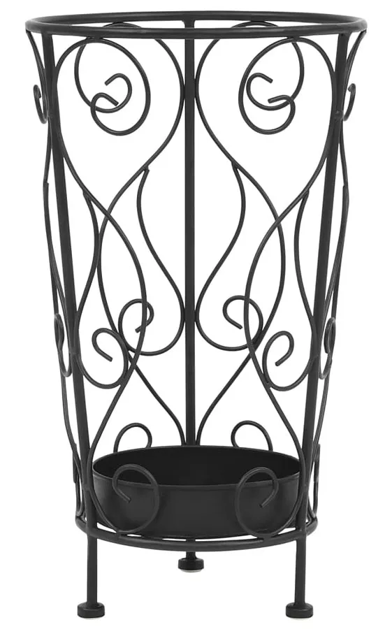 Czarny metalowy stojak na parasole w stylu vintage F0-E65