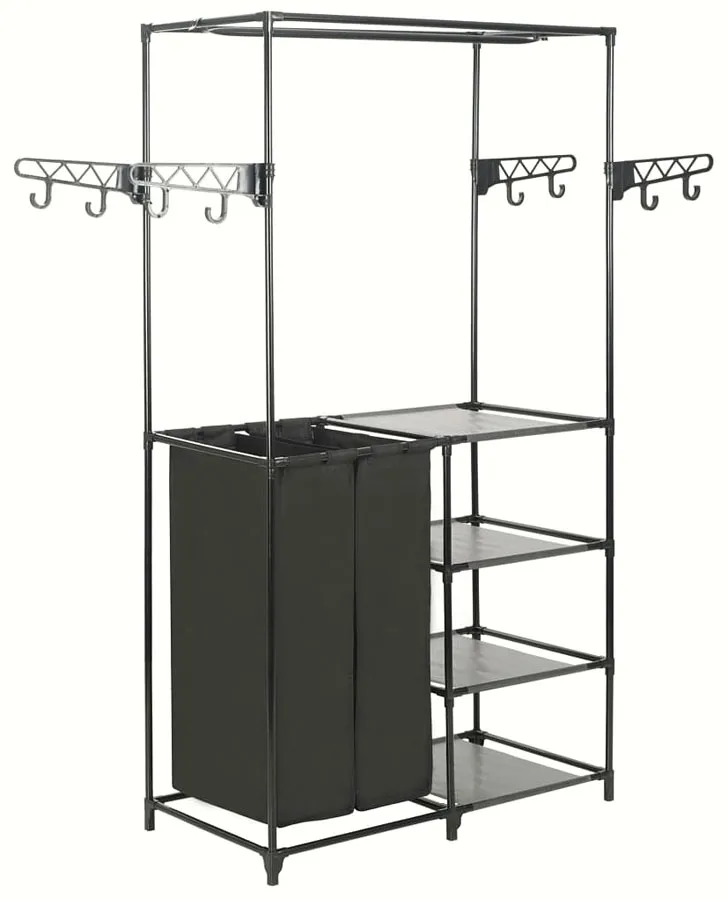 Wolnostojący wieszak na ubrania z półkami i koszami M9-H11