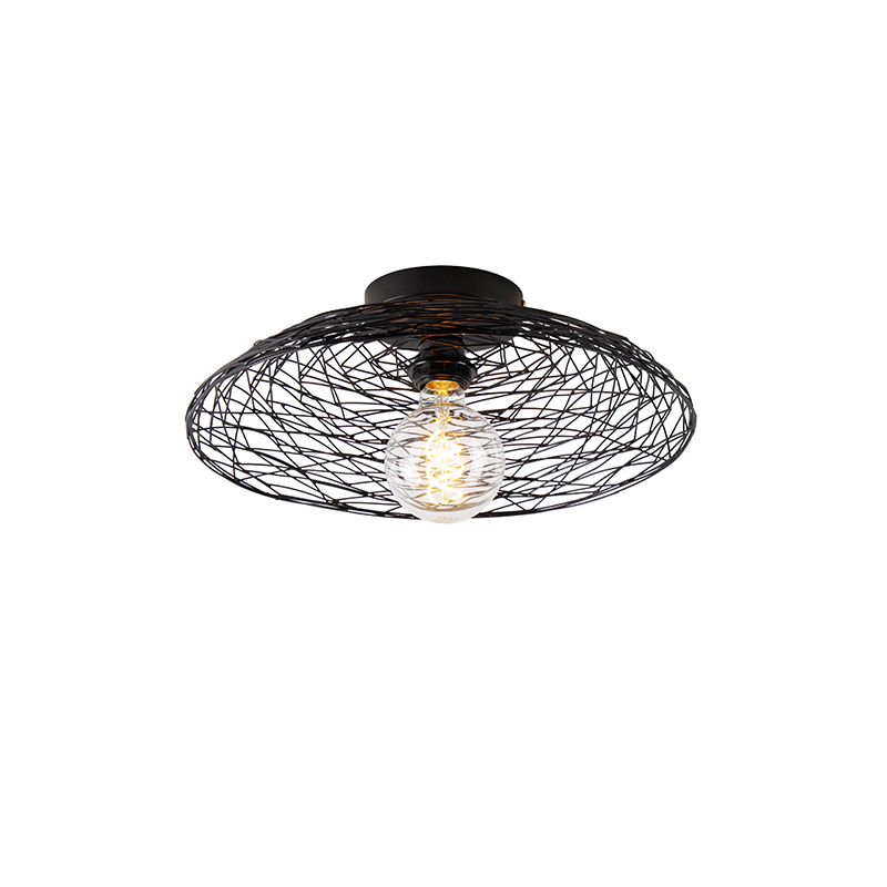 QAZQA Orientalna lampa sufitowa czarna 40 cm - Glan