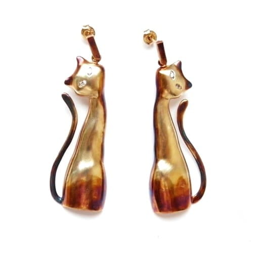 Kolczyki - Brązowe koty duże