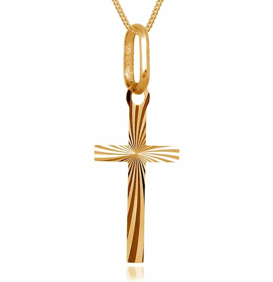 Złoty Krzyżyk 585 La Luce z Łańcuszkiem Grawer