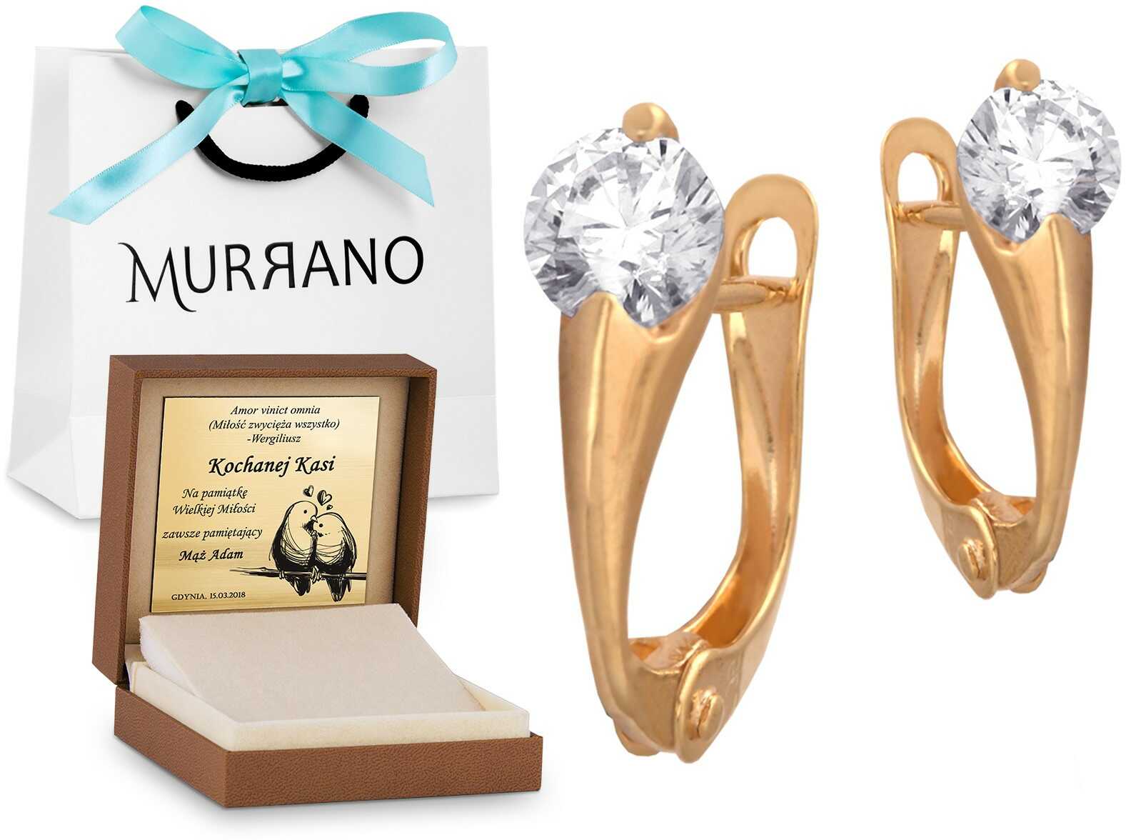 Złote kolczyki 585 zatrzaskowe PREZENT GRAWER