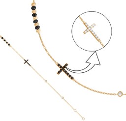 Złota bransoletka 585 łańcuszkowa krzyżyk PREZENT