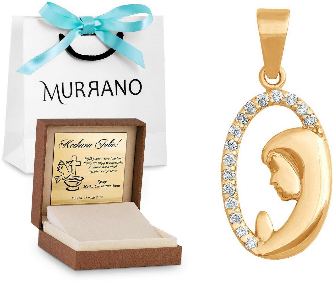 Złoty medalik 585 Matka Boska PREZENT GRAWER