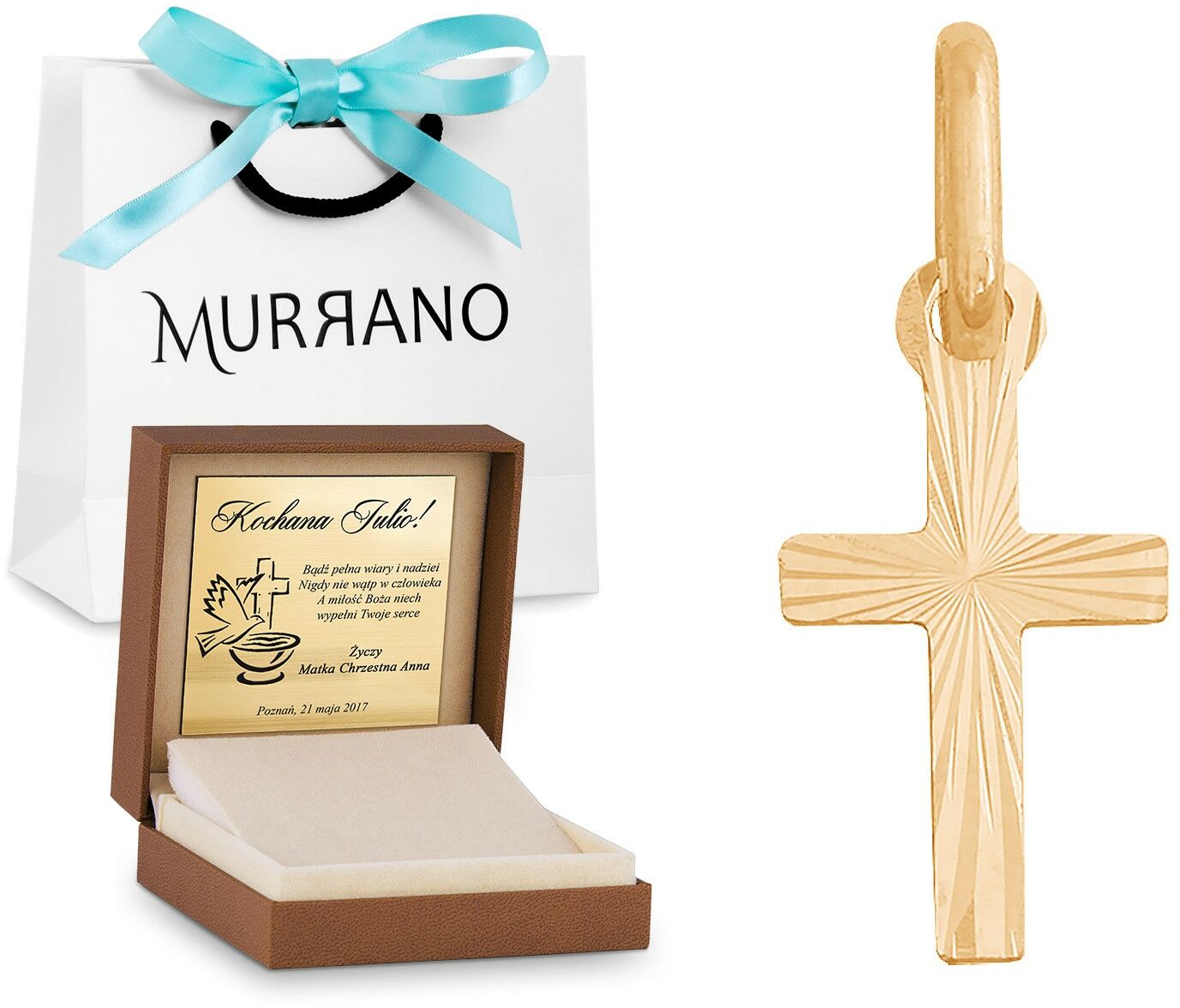 Złoty krzyżyk 585 PREZENT GRAWER PUDEŁKO