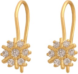 Złote kolczyki 585 wiszące kwiatek PREZENT GRAWER