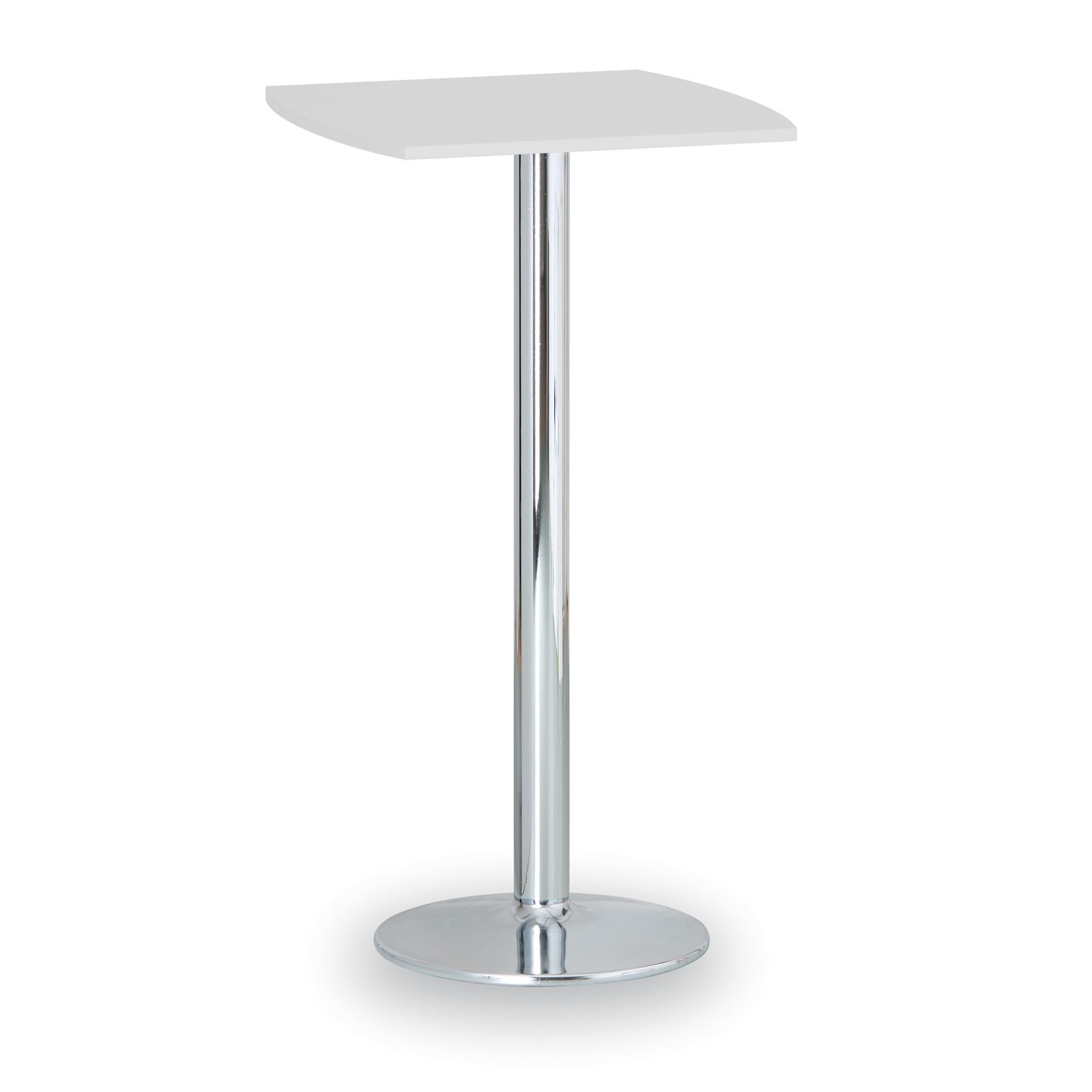 B2B Partner Stolik wysoki Olympo II, 660 x 660 mm, chromowana podstawa, płyta biały 423280