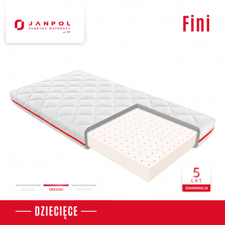 Materac dziecięcy FINI - JANPOL, Rozmiar - 70x140 cm, Pokrowiec - Puroactive - NEGOCJUJ CENY