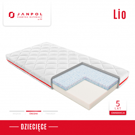Materac dziecięcy LIO - JANPOL, Rozmiar - 70x140 cm, Pokrowiec - Puroactive - NEGOCJUJ CENY