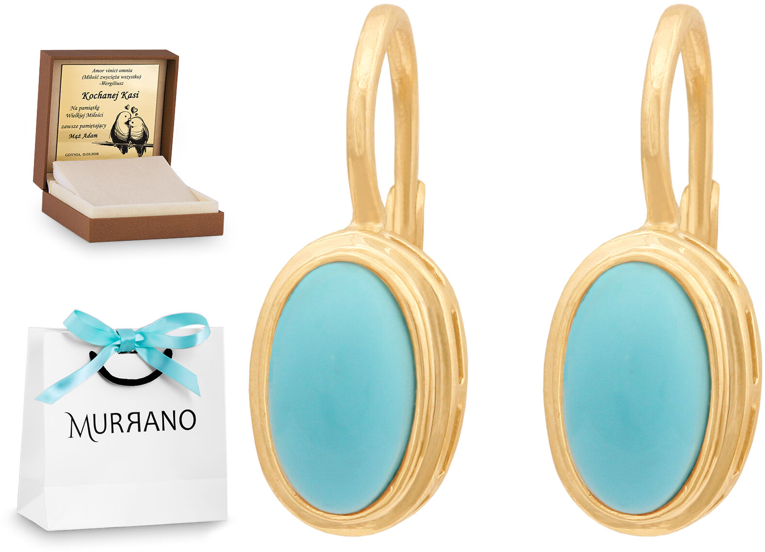 Rodium Złote kolczyki 585 prezent grawer pudełko RD-21240