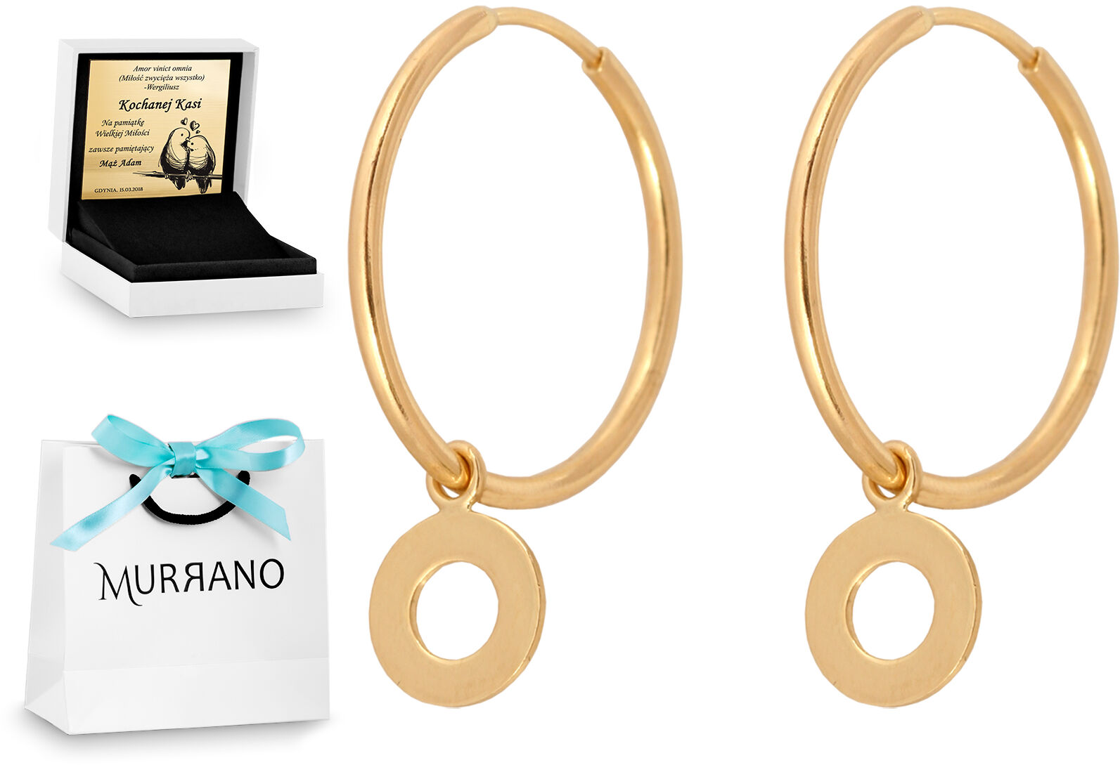 Złote kolczyki 585 koła prezent grawer pudełko