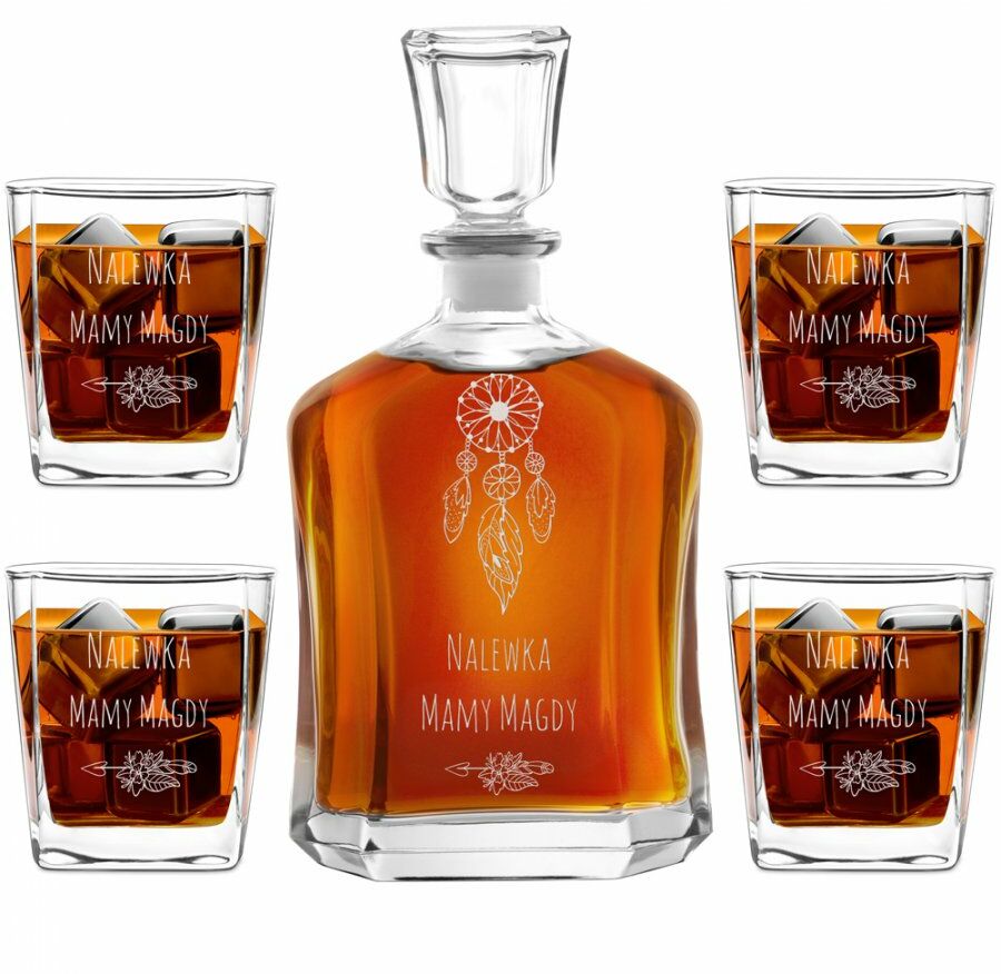 Murrano Zestaw karafka z 4 szklankami grawer dla mamy KARC_4xSZC-014