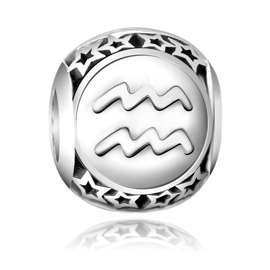 Murrano Charms Zawieszka Koralik 925 Zodiak Wodnik SR-412