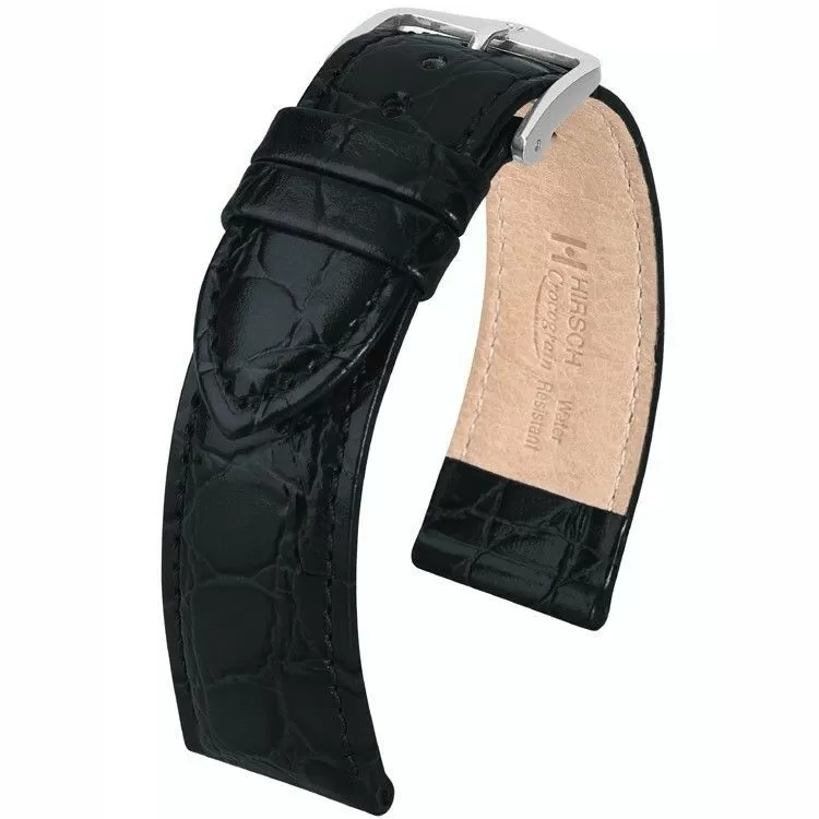 Czarny pasek skórzany 18 mm HIRSCH Crocograin 12322850-2-18 (L) RATY | GRATIS WYSYŁKA | GRATIS ZWROT DO  1 ROKU | 100% ORYGINAŁ!!