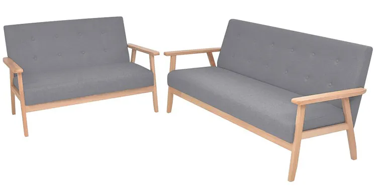 Jasnoszary komplet wypoczynkowy w stylu vintage - Kifi 4X