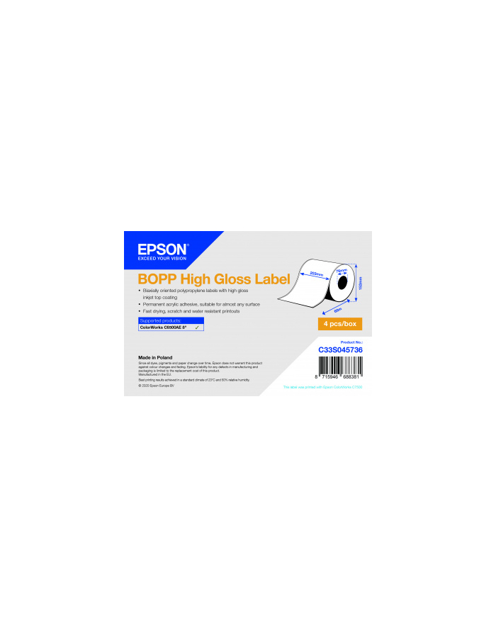 EPSON BOPP CONTINUOUS LABELS 4 ROLL