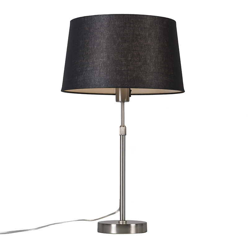 QAZQA Lampa stołowa regulowana stal klosz czarny 35cm - Parte