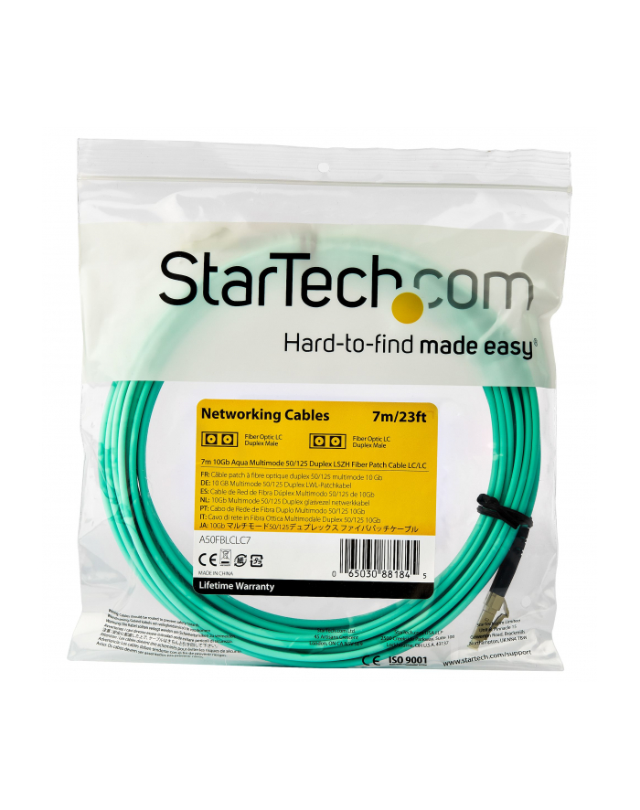 Startech.COM 7M OM3 LC TO LC MULTIMODE DUPLEX FIBER OPTIC PATCH CABLE - PATCH CABLE - 7 M - AQUA (A50FBLCLC7)